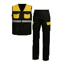 Ensemble de travail gilet et pantalon bicolore haute visibilite