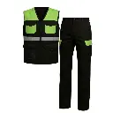 Ensemble de travail gilet et pantalon bicolore haute visibilite