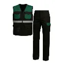 Ensemble de travail gilet et pantalon bicolore haute visibilite